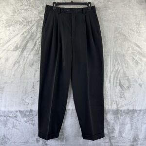 Louis Raphael Dress Pants Men's 32 / 30 Black Pleated Cuffed Hem